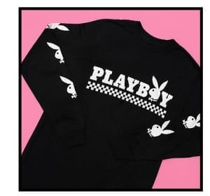 Checkered Stripe Long Sleeve T Shirt - Playboy