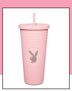 Textured Pink Playboy Cup with Straw - 20 oz.