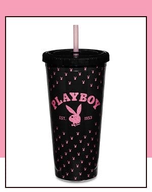 Playboy Glitter Cup with Straw - 20 oz.