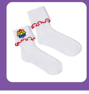 Rainbow Flower Frill Socks