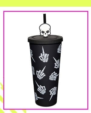 Skeleton Middle Finger Cup with Straw - 22 oz.