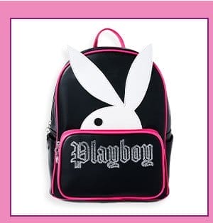 Pink and Black Playboy Rhinestone Mini Backpack