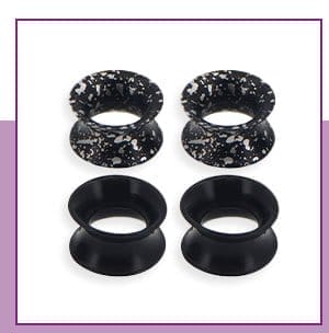 Multi-Pack Black Splatter Tunnel Plugs - 2 Pair