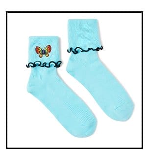 Blue Rainbow Butterfly Frill Socks