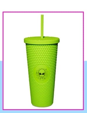 Green Alien Textured Cup with Straw - 24 oz.