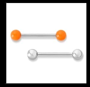 Kayla Malecc Multi-Pack Titanium Barbells with Neon Orange Ends 2 Pack - 14 Gauge