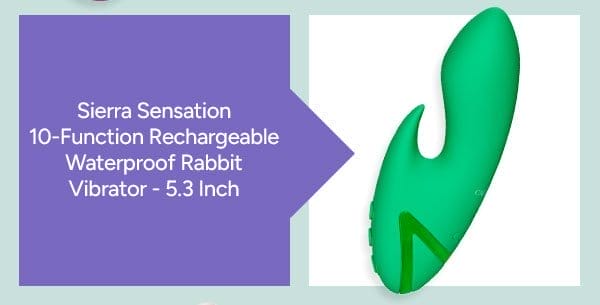 Sierra Sensation 10-Function Rechargeable Waterproof Rabbit Vibrator - 5.3 Inch