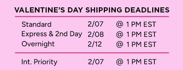 Valentine's Day Shipping Deadlines