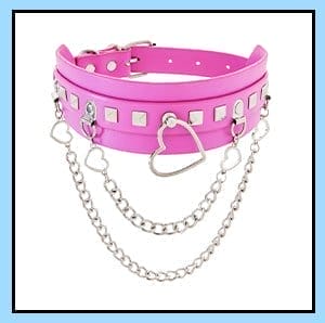 Pink Drape Heart Choker Necklace