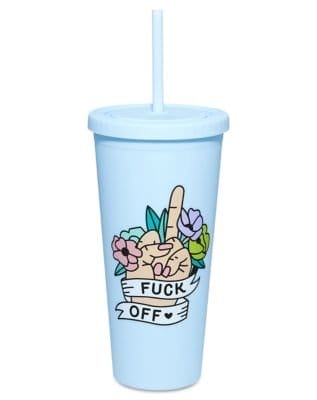 Fuck Off Flower Cup with Straw - 24 oz.