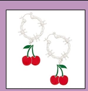 Barbed Wire Cherry Hoop Earrings