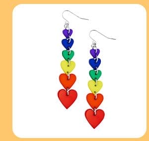 Rainbow Heart Dangle Earrings