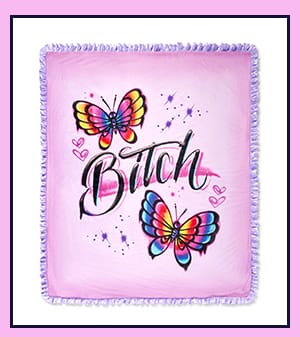 Bitch Butterfly Reversible Fleece Blanket