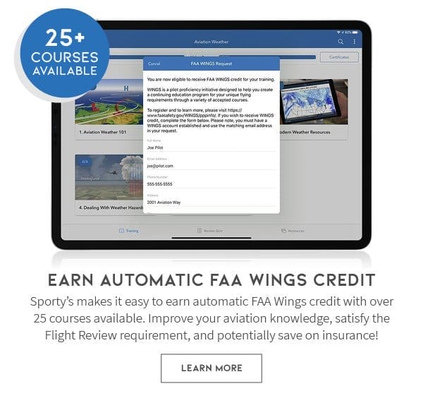 Earn Automatic FAA WINGS Credit With Sporty’s Courses