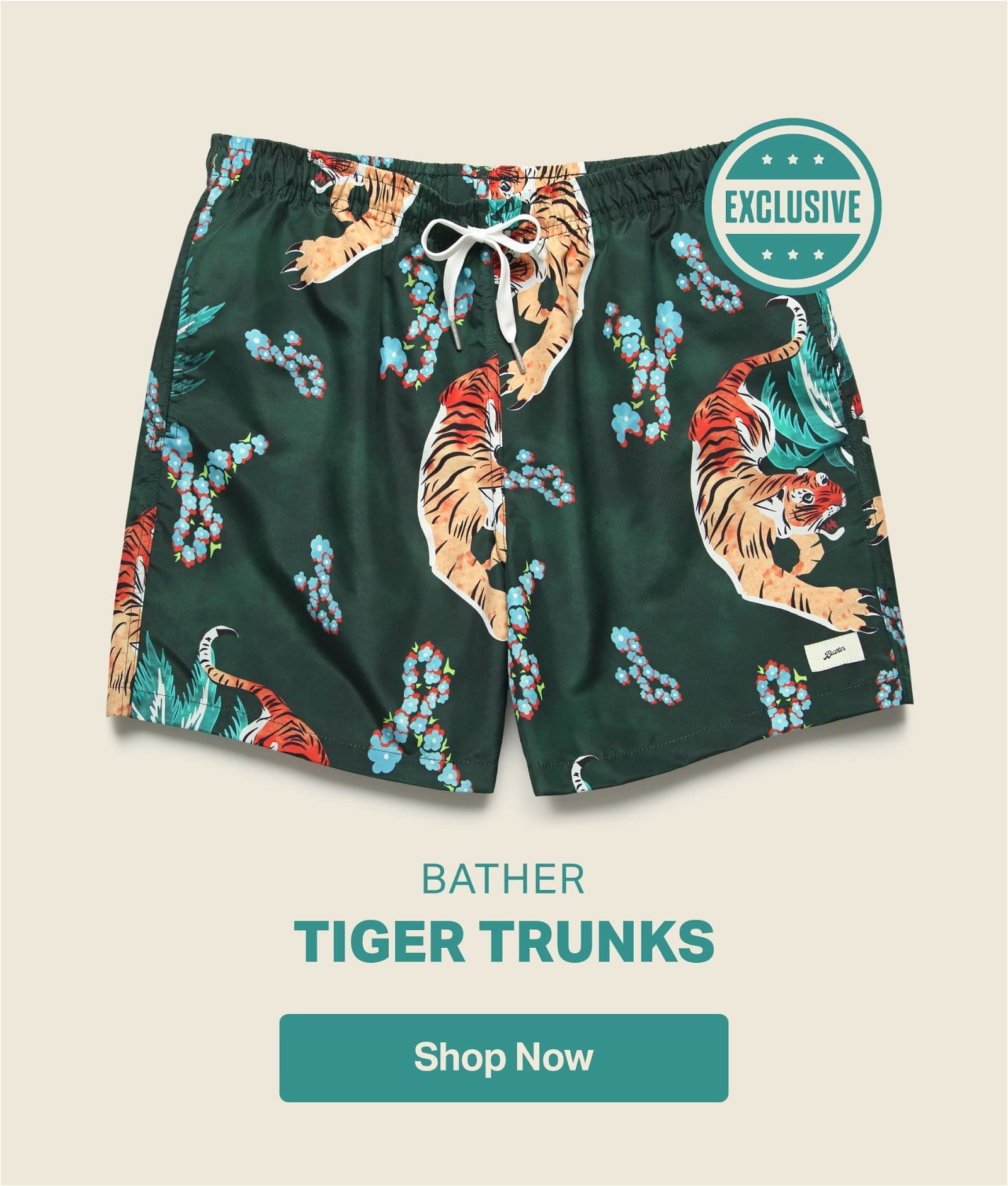 Bather Tiger Swim Trunks