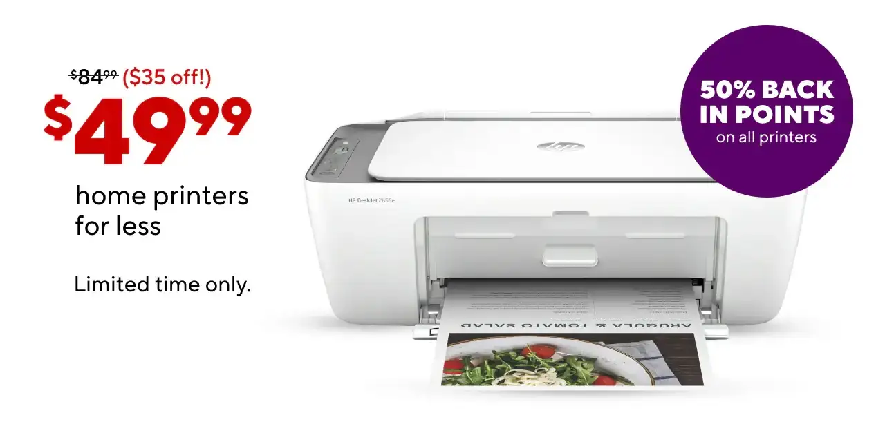 Home Printers for Less \\$49.99 (cross out 84.99)- limited time only