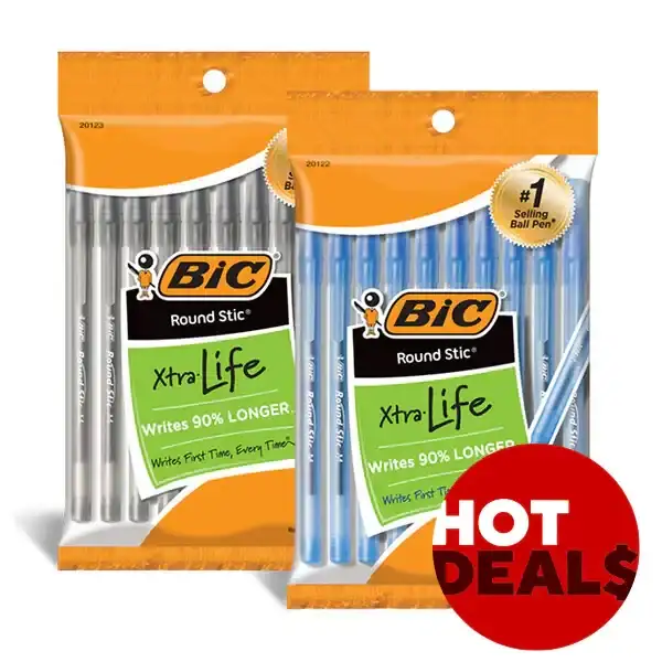 Only \\$1.29 for BIC® Round Stic® ballpoint pens, 10/pk.