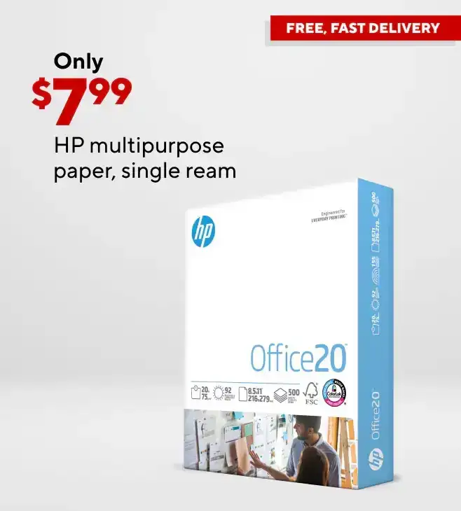 Only \\$7.99 HP multipurpose paper, single ream.