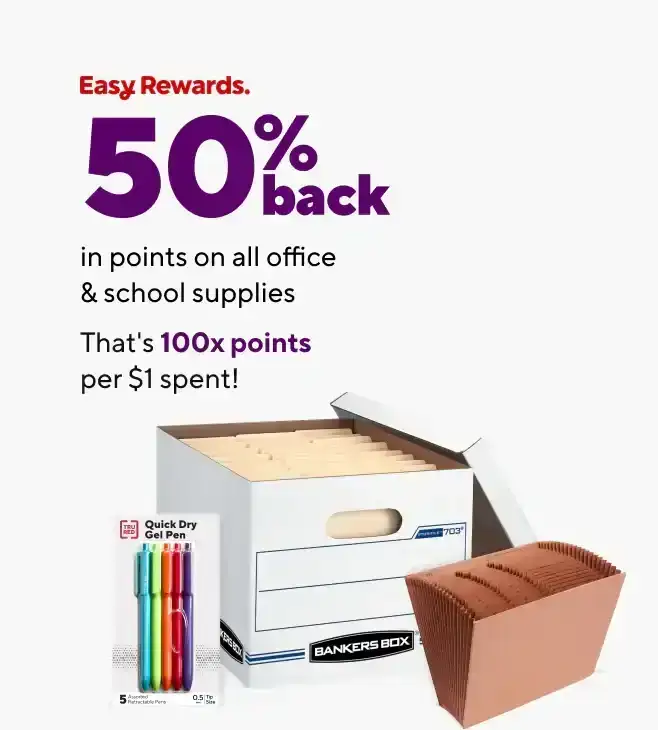 50% back in points on all Office & School Supplies