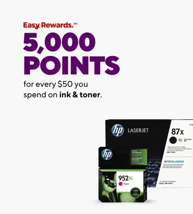 Earn 5,000 points for every \\$50 you spend on ink and/or toner. Limit 20k points.