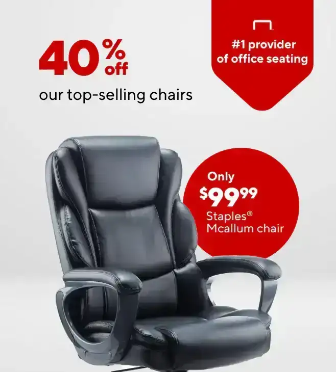 40% off our top selling chairs; Mcallum Black & Gray \\$119.99