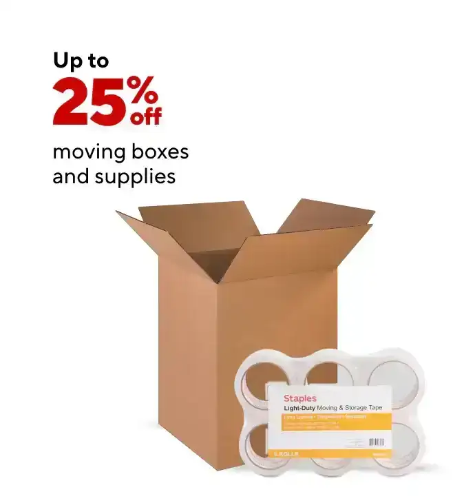 25% off moving boxes and supplies