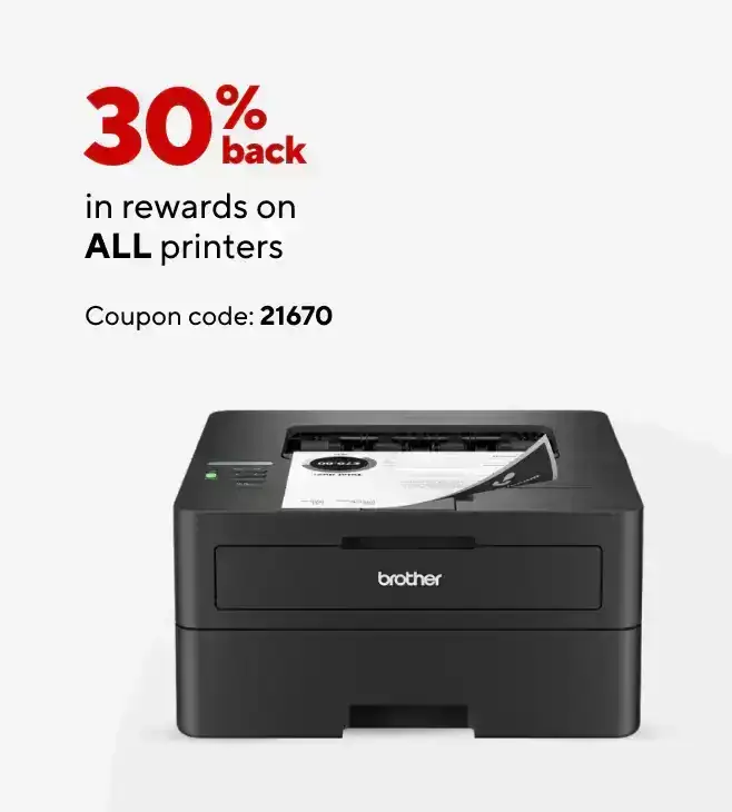 30% back in rewards on all Printers.