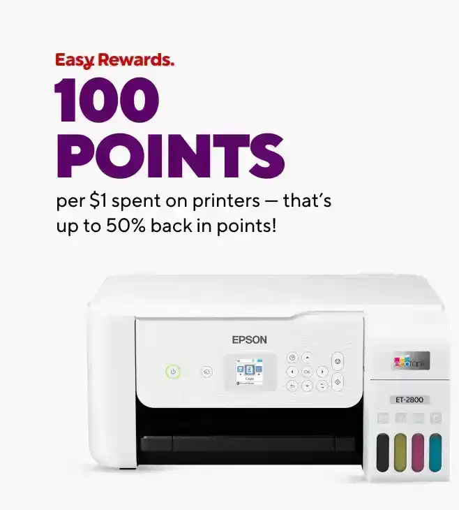 Earn 100 points per \\$1 spent on a printer