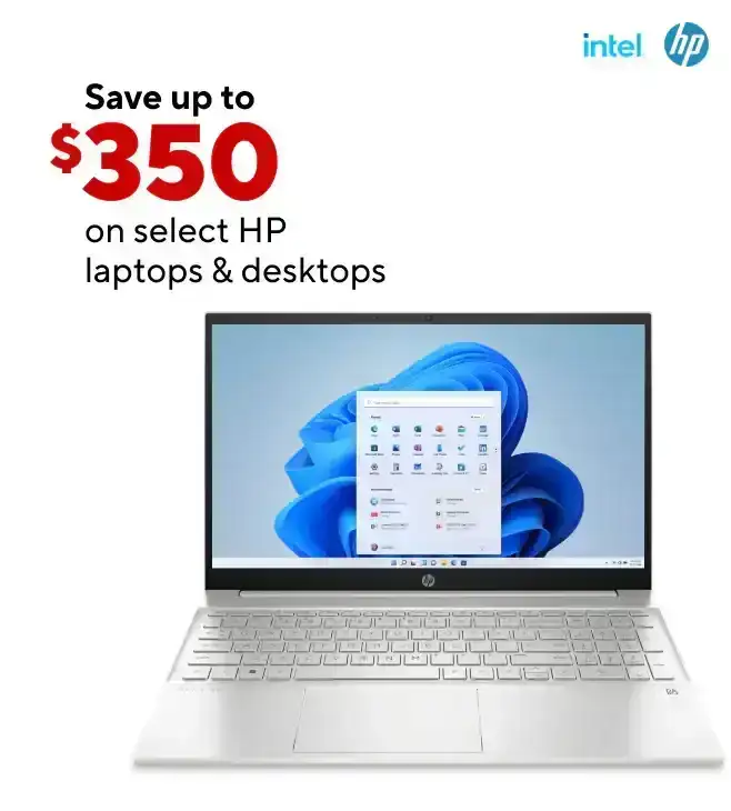 Save up to \\$350 on select HP laptops & desktops (Use HP and Intel Logo)