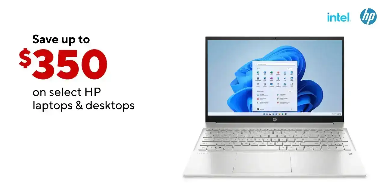 Save up to \\$350 on select HP laptops & desktops (Use HP and Intel Logo)