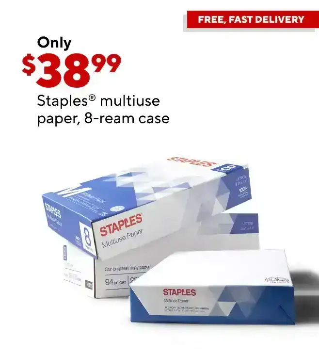 Only \\$38.99 for Staples multiuse copy paper, 8.5