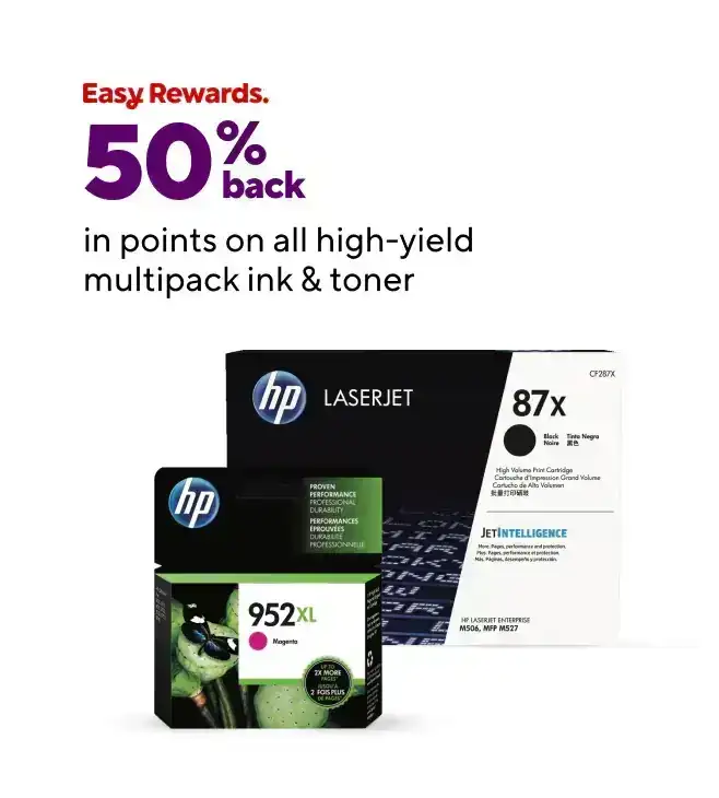 50% back in points on all High Yield and Multipack Ink & Toner