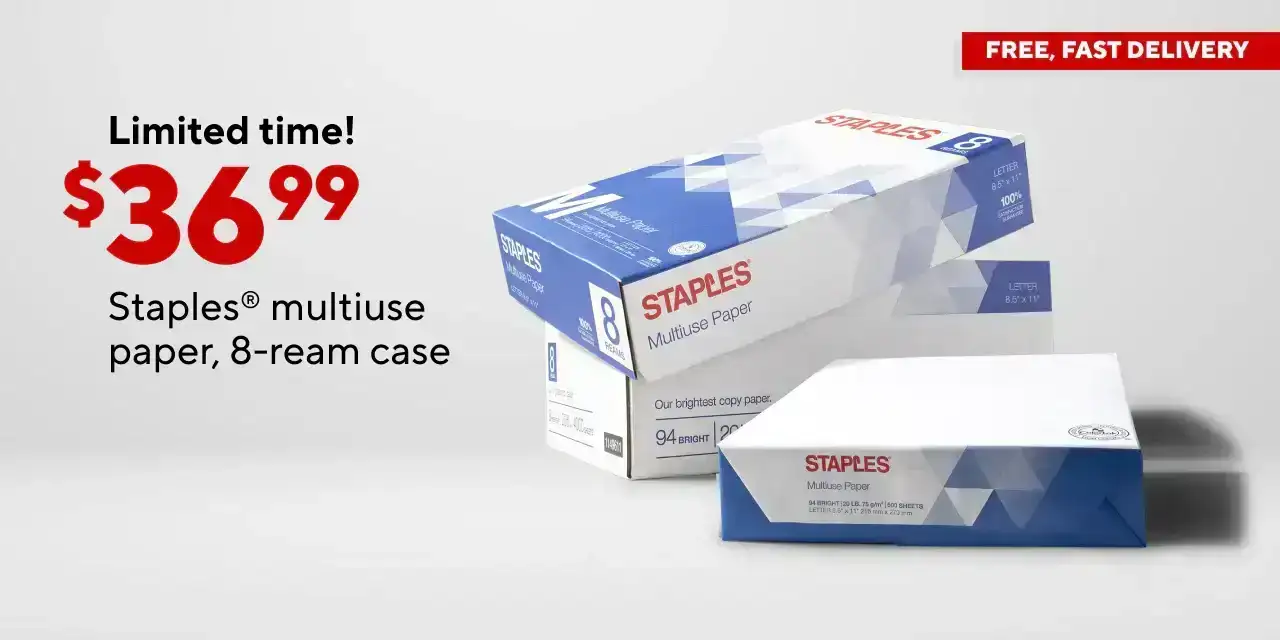 Only \\$36.99 for Staples multiuse copy paper, 8.5