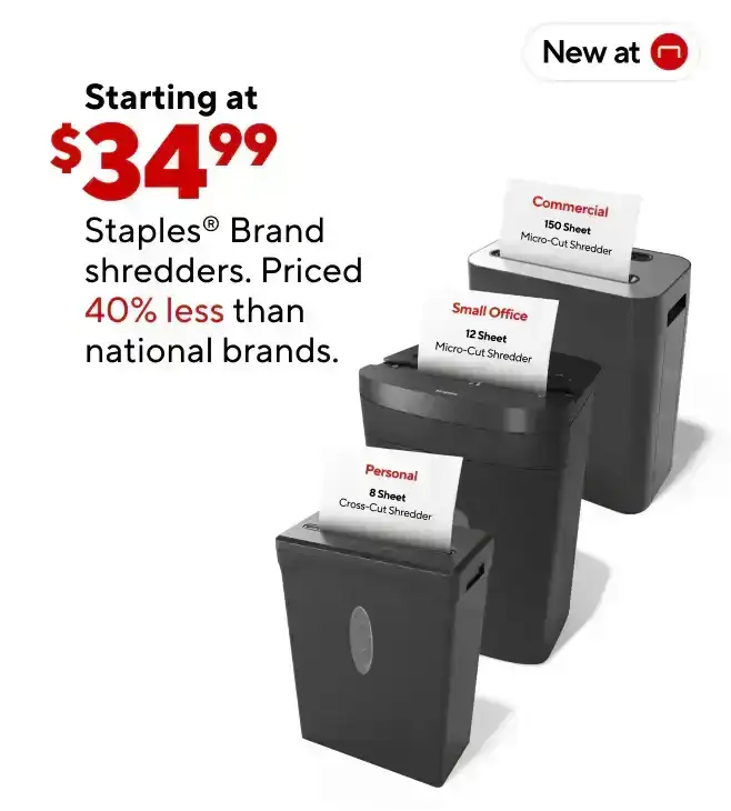 New Staples shredders starting at \\$79.99