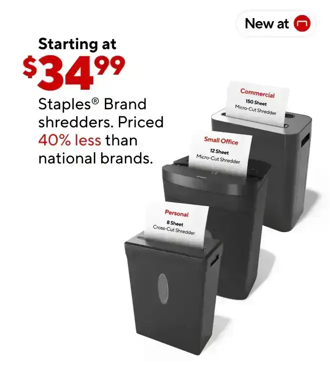 New Staples shredders starting at \\$34.99