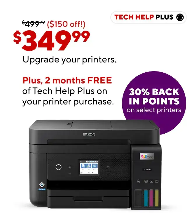 *Add Rewards burst 30%* Print more for less with HP's refillable ink tank printer. HP SmartTank printers up to \\$130 off