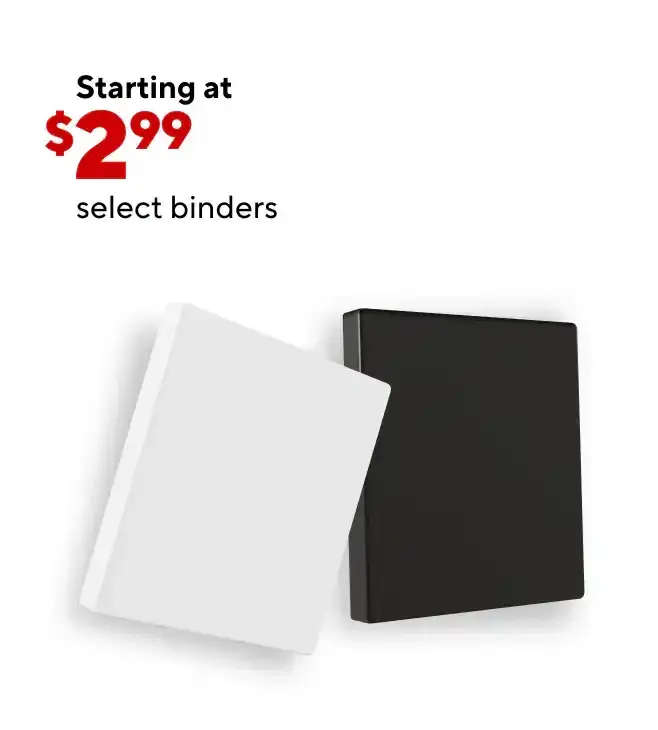 Binders starting at \\$2.99