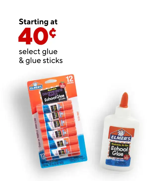 Glue & Glue Sticks starting at \\$0.40