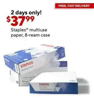 Only \\$37.99 for Staples multiuse copy paper, 8.5