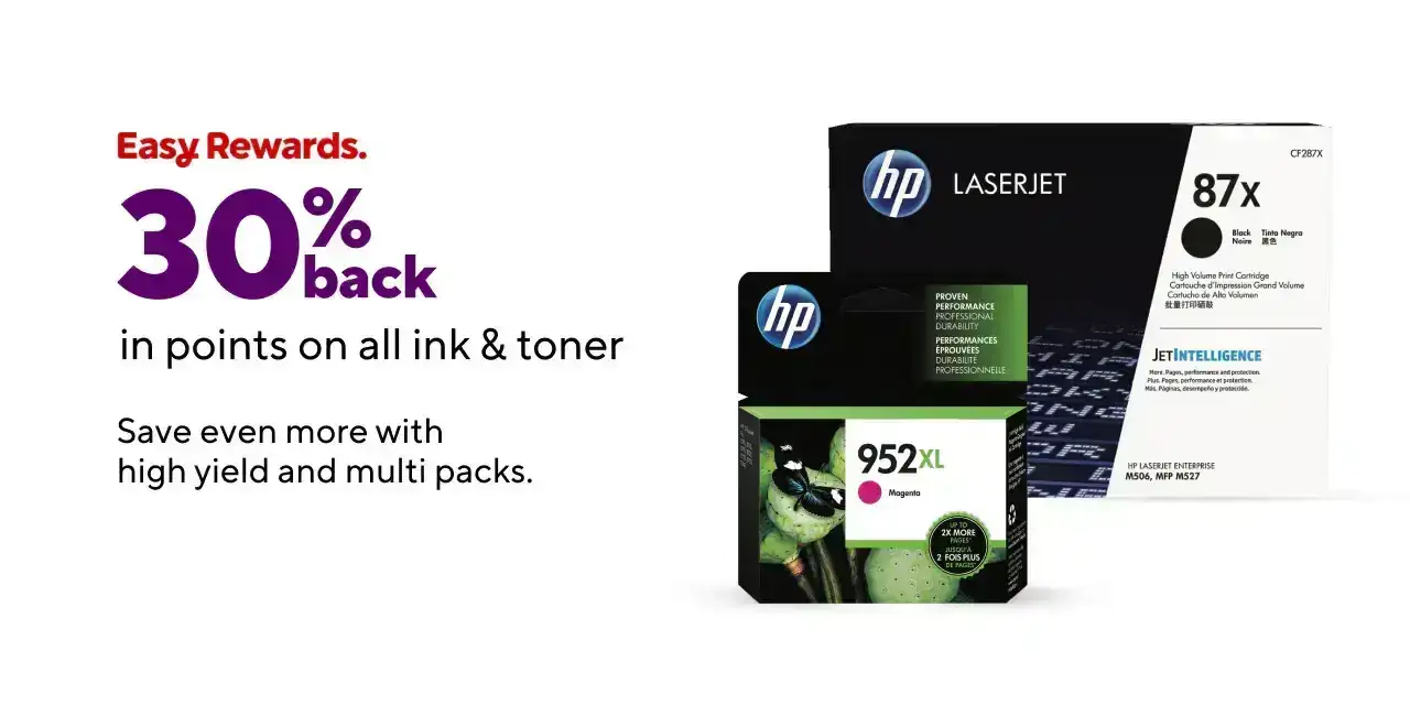 All Other Tiers (Excluding:Platinum/Gold/Plus Members): 30% back in points on all ink and toner.