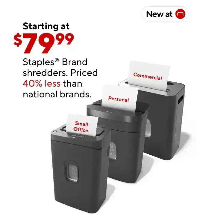 New Staples shredders starting at \\$79.99