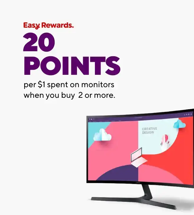 Earn 20 rewards points for each \\$1 when you buy 2 or more monitors.