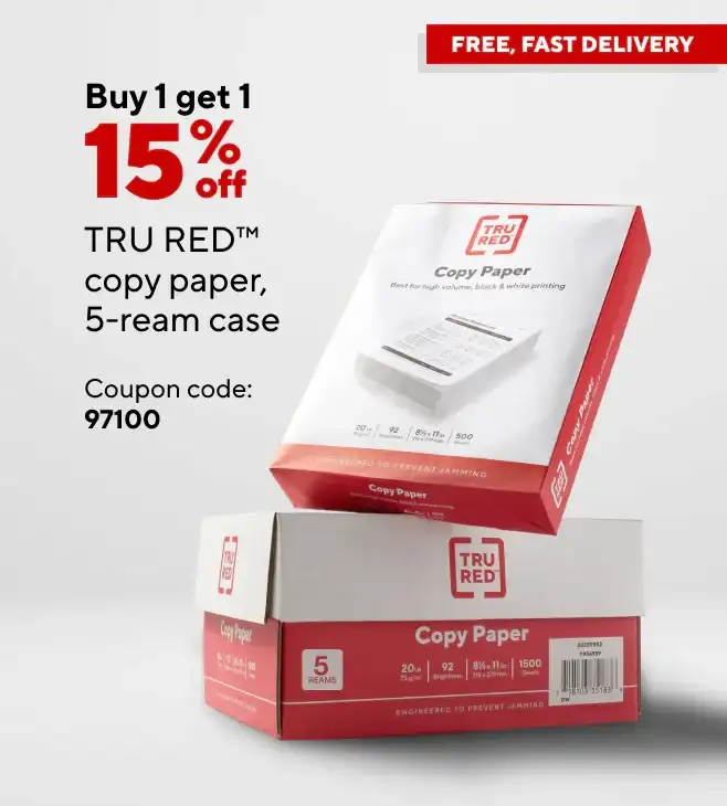 Buy 1 Get 1 15% off TRU RED™\xa0copy paper
