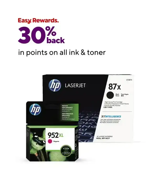 All Other Tiers (Excluding:Platinum/Gold/Plus Members): 30% back in points on all ink and toner.