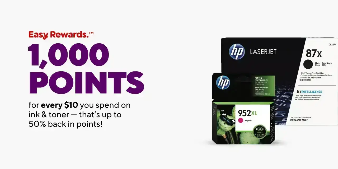 Earn 10,000 points when you spend \\$99 or more on Ink & toner.