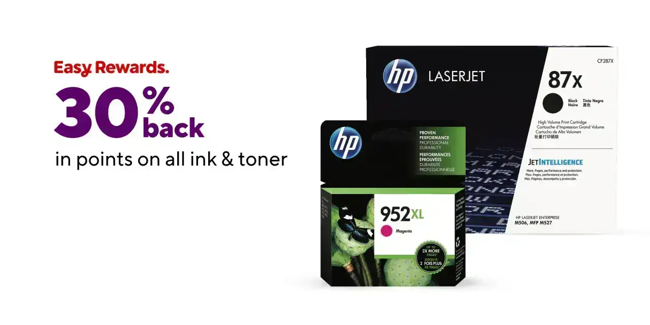 All Other Tiers (Excluding:Platinum/Gold/Plus Members): 30% back in points on all ink and toner.