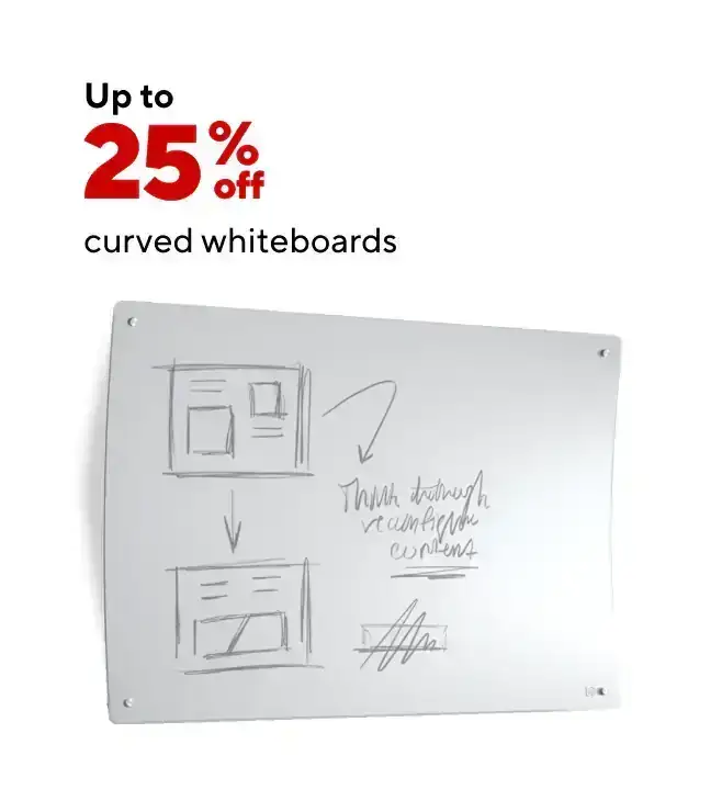 25% off Curved Whiteboards
