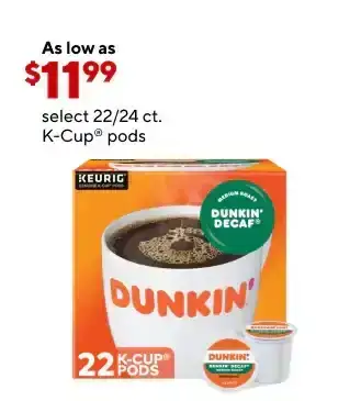 Select 22/24 CT K-Cups as low as \\$11.99