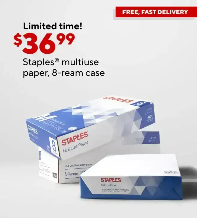 Only \\$36.99 for Staples multiuse copy paper, 8.5