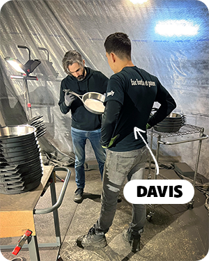 Davis and Peter checking grinding work